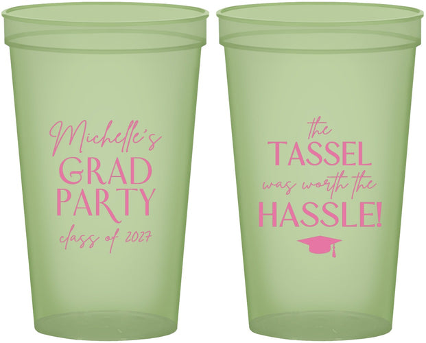 Custom Graduation 22 oz Glow In The Dark Cups - Class Of 2027 Tassel Hassel | 130011