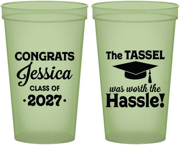 Custom Graduation 22 oz Glow In The Dark Cups - Class Of 2027 Tassel Hassel | 130012