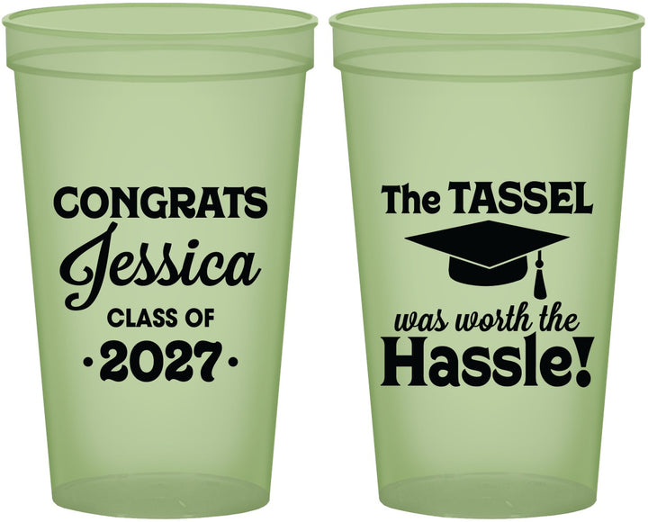 Custom Graduation 22 oz Glow In The Dark Cups - Class Of 2027 Tassel Hassel | 130012