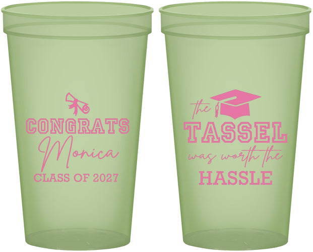 Custom Graduation 22 oz Glow In The Dark Cups - Class Of 2027 Tassel Hassel | 130014