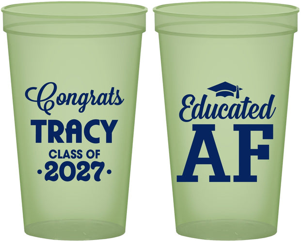 Custom Graduation 22 oz Glow In The Dark Cups - Class Of 2027 Educated Af | 130015
