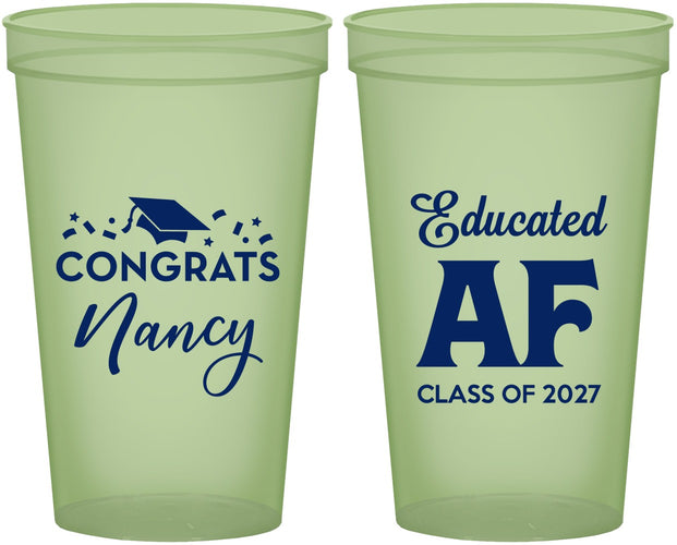 Custom Graduation 22 oz Glow In The Dark Cups - Class Of 2027 Educated Af | 130016