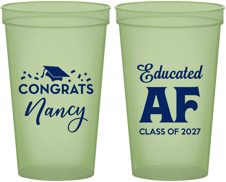 Custom Graduation 22 oz Glow In The Dark Cups - Class Of 2027 Educated Af | 130016