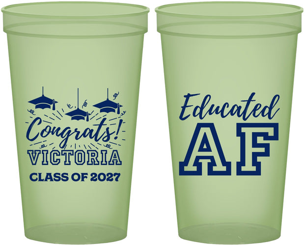 Custom Graduation 22 oz Glow In The Dark Cups - Class Of 2027 Educated Af | 130017