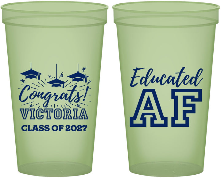 Custom Graduation 22 oz Glow In The Dark Cups - Class Of 2027 Educated Af | 130017