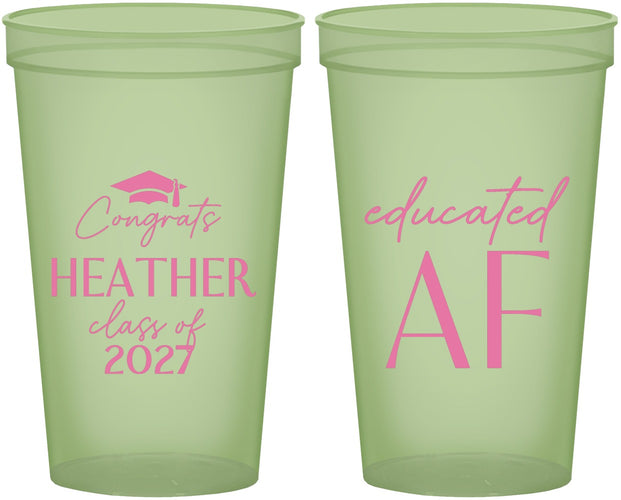 Custom Graduation 22 oz Glow In The Dark Cups - Class Of 2027 Educated Af | 130019