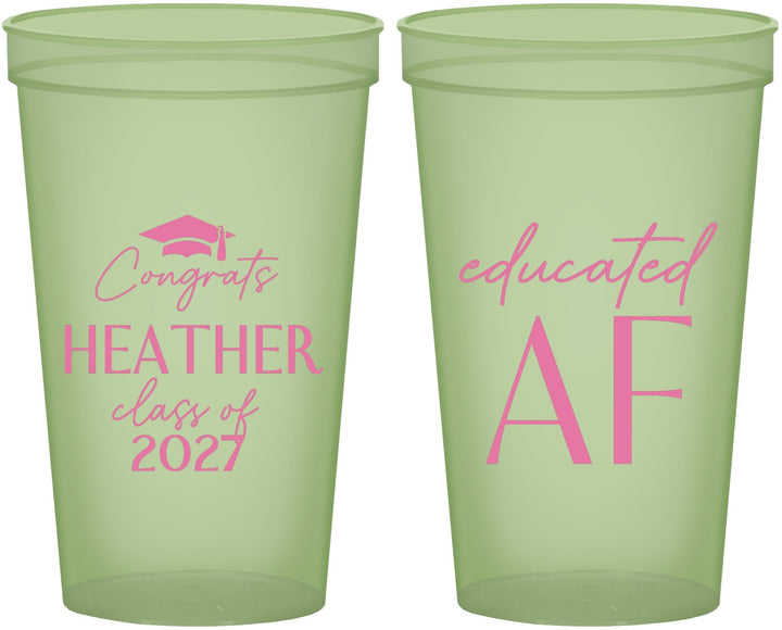 Custom Graduation 22 oz Glow In The Dark Cups - Class Of 2027 Educated Af | 130019