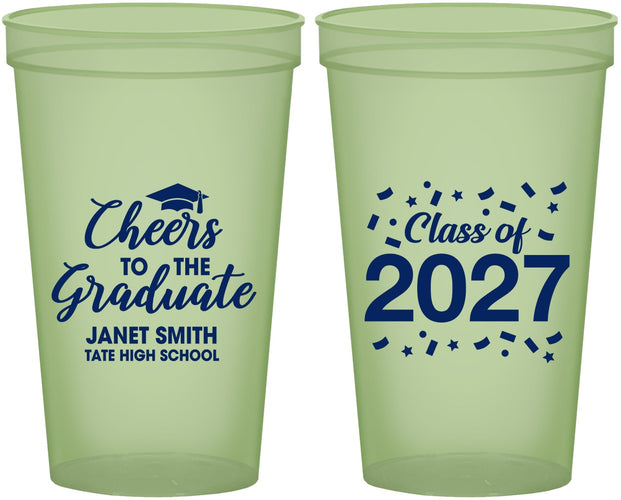 Custom Graduation 22 oz Glow In The Dark Cups - Class Of 2027 Cheers Graduate | 130021
