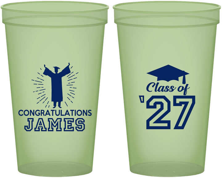 Custom Graduation 22 oz Glow In The Dark Cups - Class Of 2027 Congratulations | 130024