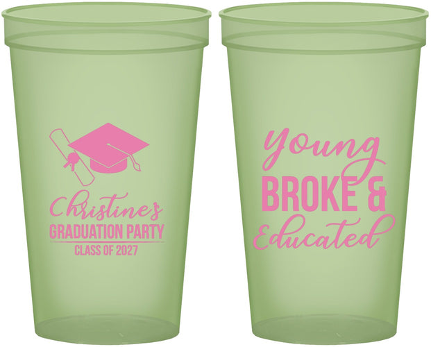Custom Graduation 22 oz Glow In The Dark Cups - Class Of 2027 Young Broke | 130026