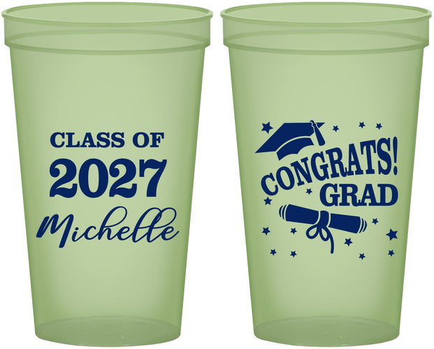 Custom Graduation 22 oz Glow In The Dark Cups - Class Of 2027 Congrats | 130027