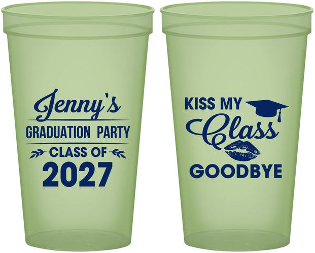 Custom Graduation 22 oz Glow In The Dark Cups - Class Of 2027 Kiss Class Goodbye | 130028
