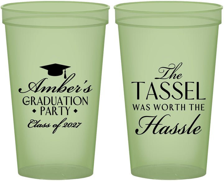 Custom Graduation 22 oz Glow In The Dark Cups - Class Of 2027 Tassel Hassel | 130030
