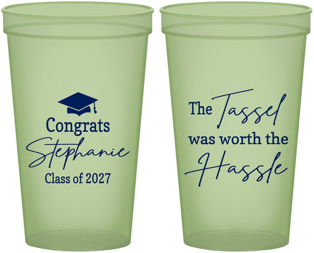 Custom Graduation 22 oz Glow In The Dark Cups - Class Of 2027 Tassel Hassel | 130031