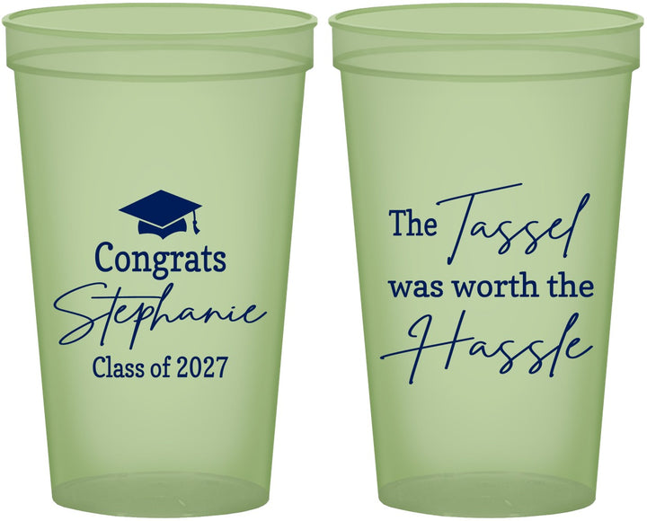 Custom Graduation 22 oz Glow In The Dark Cups - Class Of 2027 Tassel Hassel | 130031