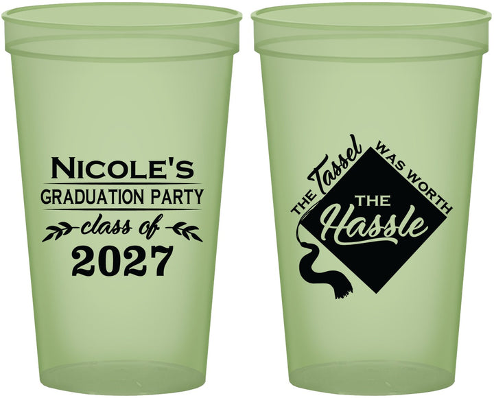 Custom Graduation 22 oz Glow In The Dark Cups - Class Of 2027 Tassel Hassel | 130032