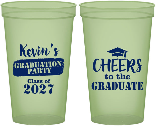Custom Graduation 22 oz Glow In The Dark Cups - Class Of 2027 Cheers Graduate | 130034