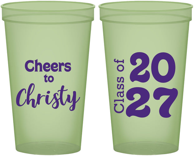 Custom Graduation 22 oz Glow In The Dark Cups - Class Of 2027 Cheers | 130037