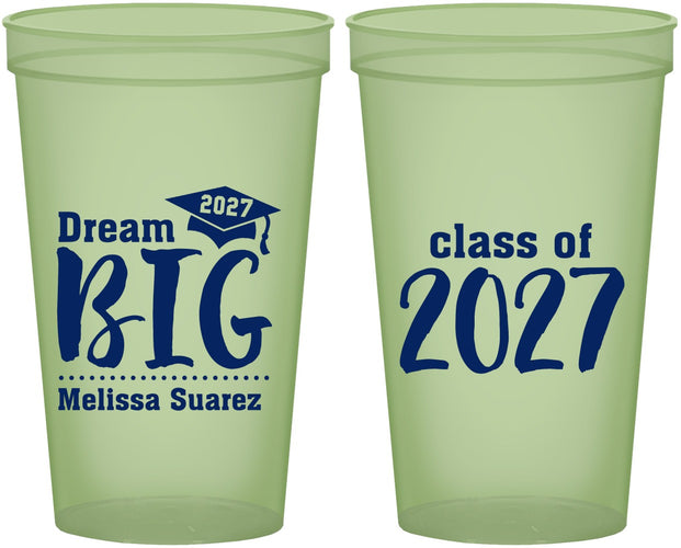 Custom Graduation 22 oz Glow In The Dark Cups - Class Of 2027 Dream Big | 130038