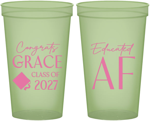 Custom Graduation 22 oz Glow In The Dark Cups - Class Of 2027 Educated Af | 130040
