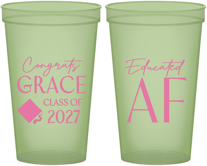 Custom Graduation 22 oz Glow In The Dark Cups - Class Of 2027 Educated Af | 130040