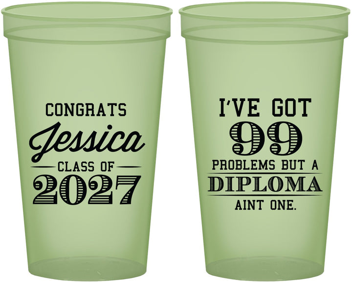 Custom Graduation 22 oz Glow In The Dark Cups - Class Of 2027 99 Problems | 130047