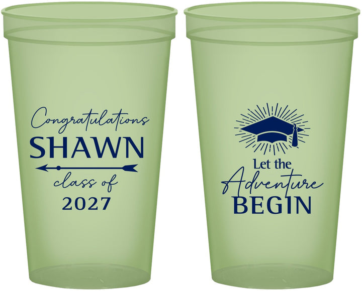 Custom Graduation 22 oz Glow In The Dark Cups - Class Of 2027 Adventure Begin | 130048