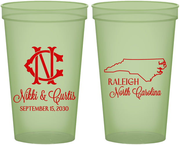 Custom Wedding 22 oz Glow In The Dark Cups - North Carolina | 132