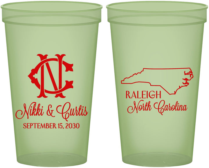 Custom Wedding 22 oz Glow In The Dark Cups - North Carolina | 132