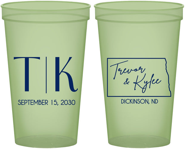 Custom Wedding 22 oz Glow In The Dark Cups - North Dakota | 133