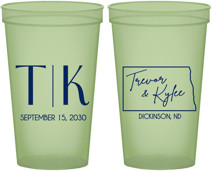 Custom Wedding 22 oz Glow In The Dark Cups - North Dakota | 133