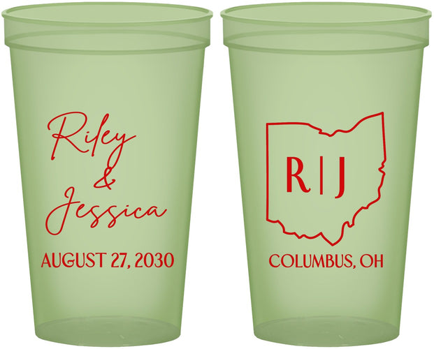Custom Wedding 22 oz Glow In The Dark Cups - Ohio | 134