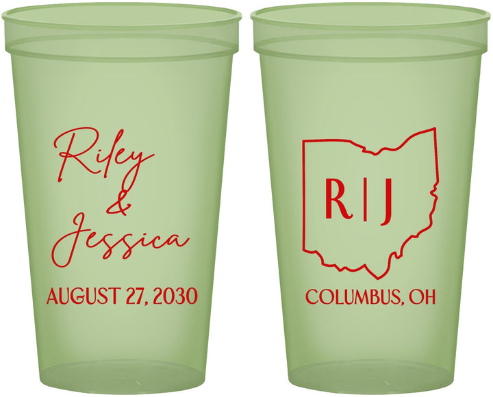 Custom Wedding 22 oz Glow In The Dark Cups - Ohio | 134