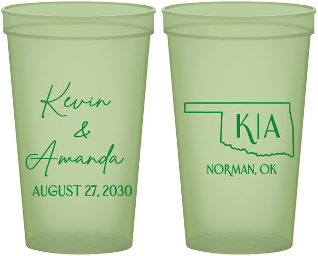 Custom Wedding 22 oz Glow In The Dark Cups - Oklahoma | 135
