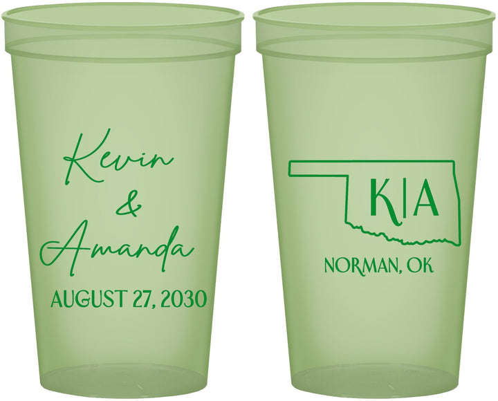 Custom Wedding 22 oz Glow In The Dark Cups - Oklahoma | 135
