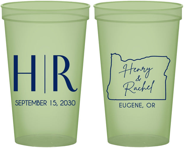 Custom Wedding 22 oz Glow In The Dark Cups - Oregon | 136