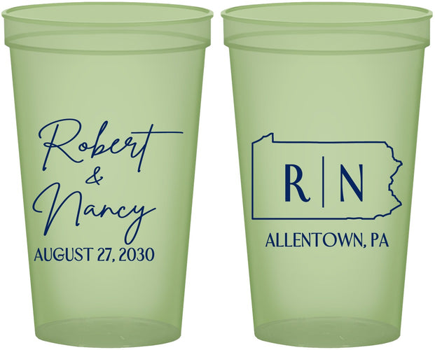 Custom Wedding 22 oz Glow In The Dark Cups - Pennsylvania | 137