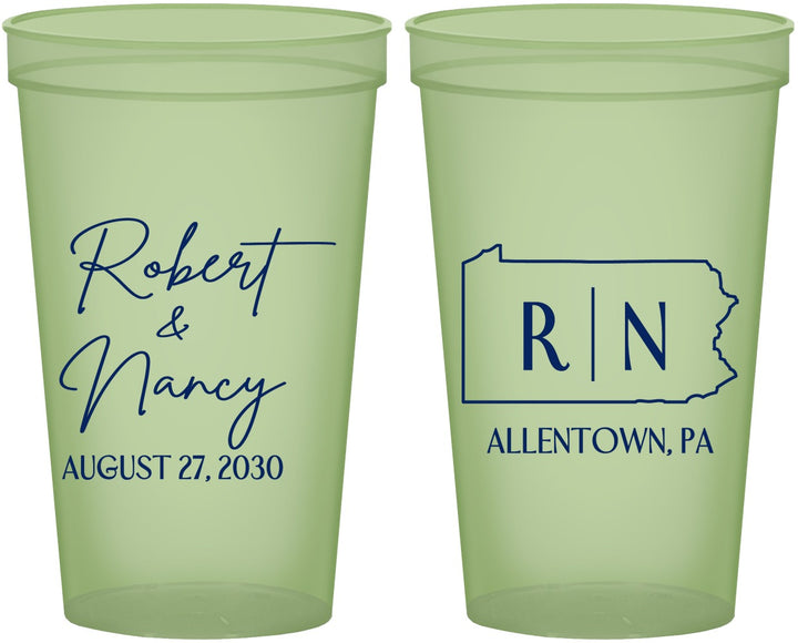 Custom Wedding 22 oz Glow In The Dark Cups - Pennsylvania | 137