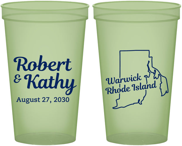 Custom Wedding 22 oz Glow In The Dark Cups - Rhode Island | 138