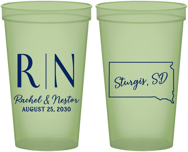 Custom Wedding 22 oz Glow In The Dark Cups - South Dakota | 140