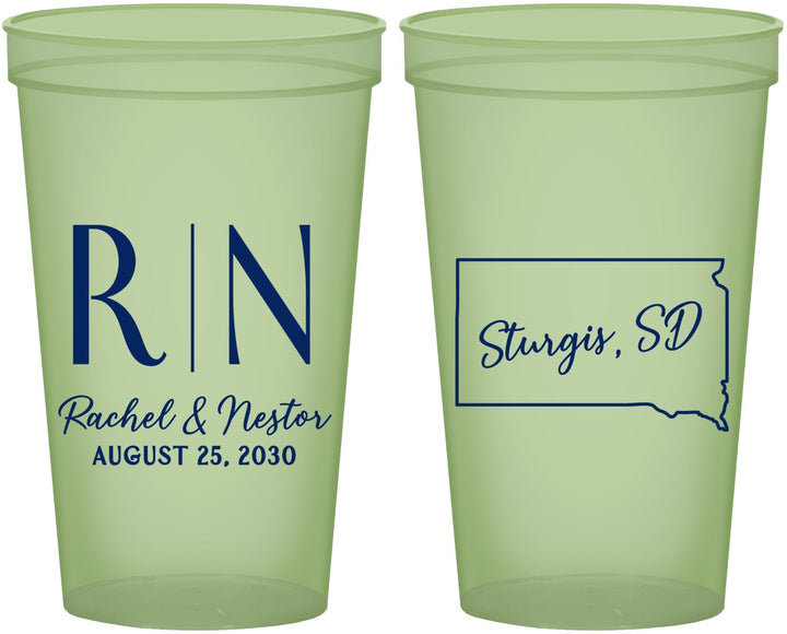 Custom Wedding 22 oz Glow In The Dark Cups - South Dakota | 140
