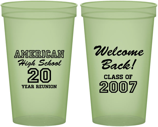Custom Class Reunion 22 oz Glow In The Dark Cups - Class Of 2007 20 Year | 140001