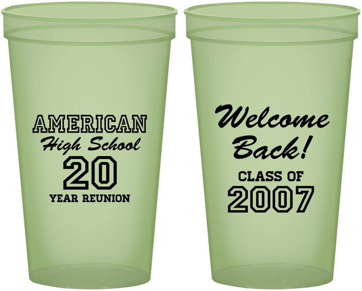 Custom Class Reunion 22 oz Glow In The Dark Cups - Class Of 2007 20 Year | 140001