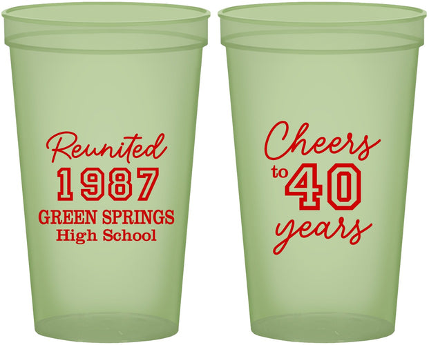 Custom Class Reunion 22 oz Glow In The Dark Cups - Class Of 1987 40 Year | 140003