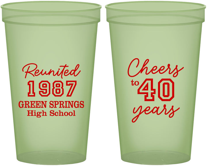 Custom Class Reunion 22 oz Glow In The Dark Cups - Class Of 1987 40 Year | 140003