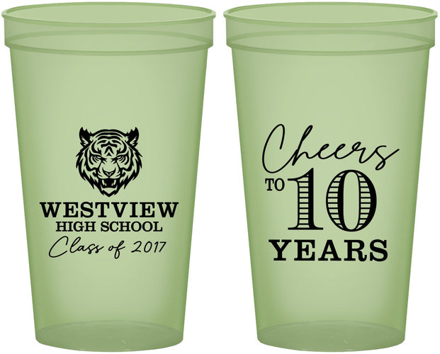 Custom Class Reunion 22 oz Glow In The Dark Cups - Class Of 2017 10 Year | 140005