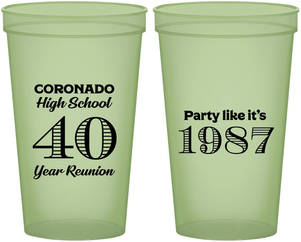 Custom Class Reunion 22 oz Glow In The Dark Cups - Class Of 1987 40 Year | 140008