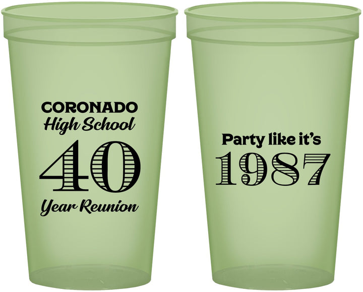 Custom Class Reunion 22 oz Glow In The Dark Cups - Class Of 1987 40 Year | 140008
