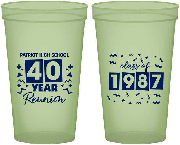 Custom Class Reunion 22 oz Glow In The Dark Cups - Class Of 1987 40 Year | 140018