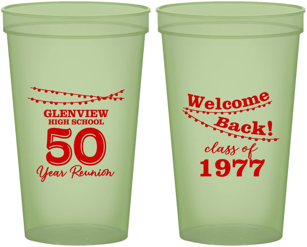 Custom Class Reunion 22 oz Glow In The Dark Cups - Class Of 1977 50 Year | 140019